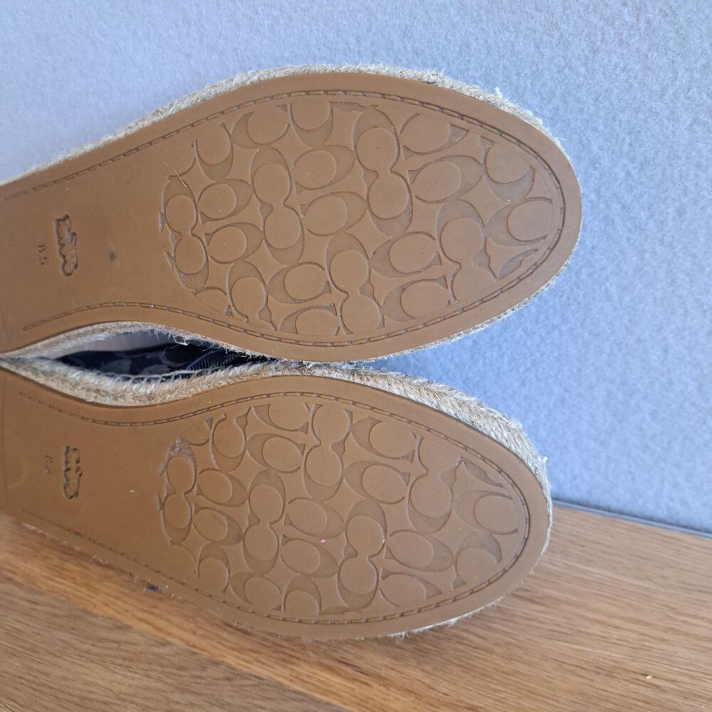 COACH Carson Espadrille Flats 8.5 Women’s Slip-On Shoes Denim Blue Logo Comfort - Picture 10 of 12